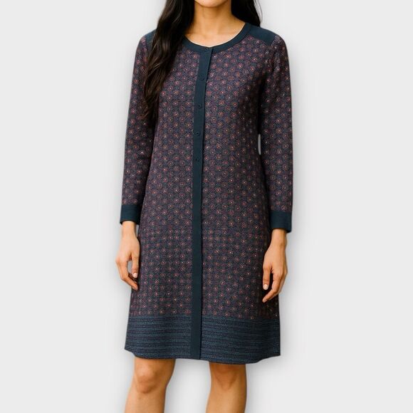 Ann Taylor Print Long Sleeve Shirt Dress - Picture 1 of 9